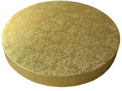 Mytortenland 3cm Cake Board | Tortenunterlage Rund Cakeboard | Karton Pappe | Kuchenplatte | Tortenplatte für Torten und Kuchen Gold/Silber 10 größe 24-50cm (Gold Rund, 45cm)