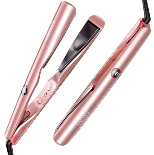 LANDOT Hair Straighteners and Curler 2 in 1 - Twist Straightening Curling Iron Combo for Curl Wave & Straighten Hair - Pro Multi-Styler with Gift Box