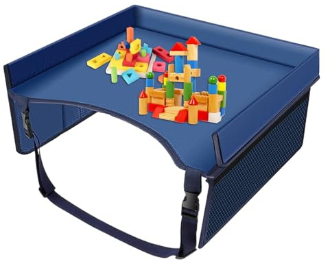 Pcingsia Car Tray for Kids, Foldable Activity Lap Desk for Carseat, Road Trip Must Haves, Kids Travel Desk Accessories, Car Seat Tray Table for Kids Road Trip Activities
