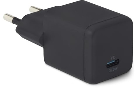 Amazon Basics Cargador de Pared USB-C Nano GaN de Carga Rápida, 20W y 1 Puerto PD 3.1 para Tablets y Teléfonos, Negro