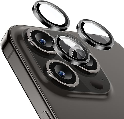 ESR Protection Objectif Caméra pour iPhone 15 Pro Max/15 Pro/14 Pro Max/14 Pro, Protecteurs Individuels HD Robustes, Anti Rayures, Ultra-fin, Série Armorite, 1 Pack, Noir