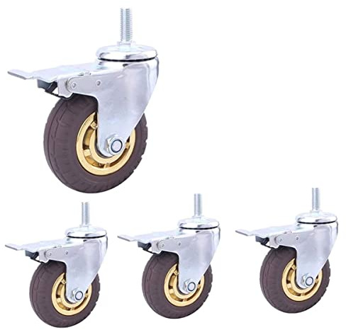 Heavy Duty Premium M12 Rubber Silent Swivel Casters Set of 4 PCS - Furniture & Industrial Wheels - Stem Castors for Cart Trolley