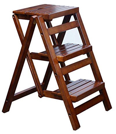 OZBMA Escabeau en Bois à 3 marches, Tabouret d'escalier Pliant, escabeaux Polyvalents, Outil de Jardin pour la Maison, escabeau en Bois de Caoutchouc