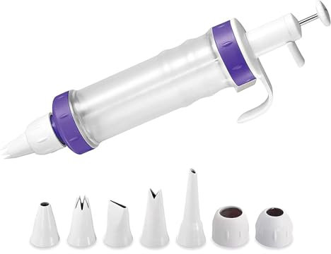 Juego de jeringa para pastelería con 5 boquillas, jeringa de crema, jeringa para tartas, jeringa de glaseado, jeringa de postre, jeringa para hornear, jeringa de masa, lápiz decorativo para tartas y