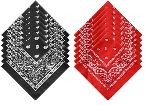 Hitopin Bandana Kopftuch Herren, 24 Stücke Bandana Damen Herren, Paisley Muster Headwear, Bandanas mit Paisley Muster, Headwear Haar Schal, Nickitücher Kopftuch Halstuch Männer(54cm x 54cm)