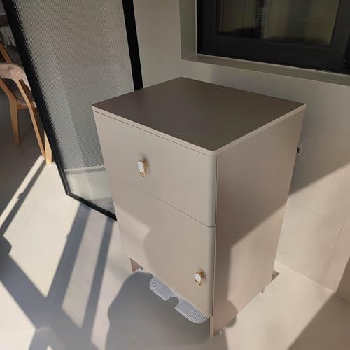 Armario para Robot Barredor Armario de Pie para Robot Aspirador con Cajón y Puerta de Almacenamiento, Mesa Auxiliar para Robot Barredor Estantería, Mesita de Noche Móvil Estante Organizador(60 cm (23