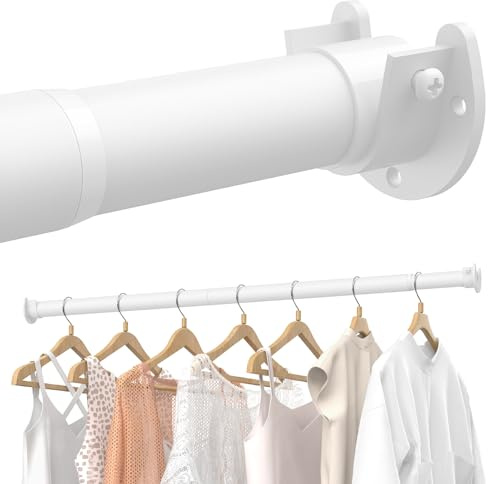 Wardrobe Rail, 43 to 69 CM Stepless Adjustable Metal Rails To Hanging Clothes, 3.3 CM Heavy Duty Wardrobe Rails and Fittings for Closet Wardrobes Laundry RV