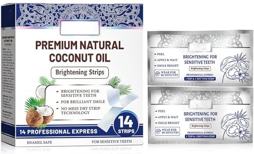 Tiras blanqueadoras de coco y menta, blanqueamiento dental, ideal para dientes sensibles, limpieza de aliento fresco, blanqueamiento dental (1box)