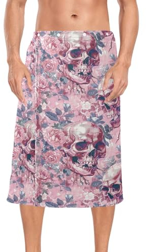 KLL Blush Skull Fiori Uomo Dopo la Doccia Wrap Morbido Panno di Spugna Accappatoio 152,4 x 71,1 cm per Spa Sauna Palestra Salida de bano para Hombre