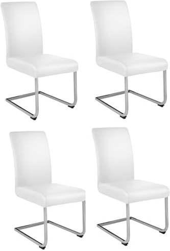 Dmyifan Stuhlhussen 4er Set Weiß PU Leder – Elastische & wasserdichte Stuhlbezüge, Waschbar & Abnehmbar – Universell für Esszimmer, Küche, Restaurant, Hotel & Hochzeit