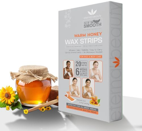 Warm Honey Wax Strips for Women – 20 Face & Body Hair Removal Strips | Gentle, Natural & Long-Lasting Smooth Skin by Eternal Beauty