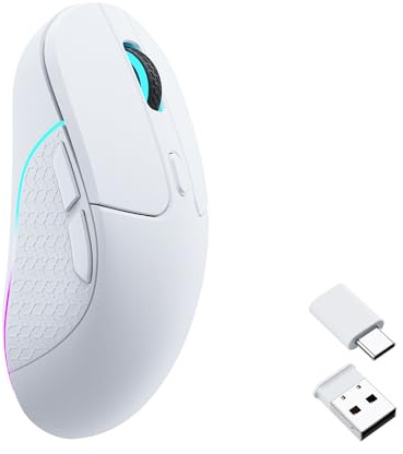 Keychron M3 Souris sans Fil Programmable, 2,4 GHz/Bluetooth 5.1/USB-C Connexion, 26 000 PPP, Capteur PAW3395, LED RVB, Durée 70 Heures, 79 g Souris Gamer pour PC, Mac, Ordinateur Portable - Blanche