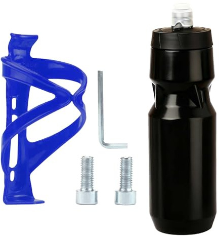 Bike Water Bottle Holder with 700ml/24oz Bike Bottle | Lightweight Durable & Secure Water Bottle Cage Set, Cycling Kettle Bracket for Road Mountain and Kids Bikes