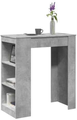 HETFTJN Bartisch Betongrau 95x47x103,5 cm für Küche und Balkon mit 3 Fächern, robuster Holzwerkstoff, platzsparendes Design für Wohnzimmer, Essbereich und Outdoor-Bar