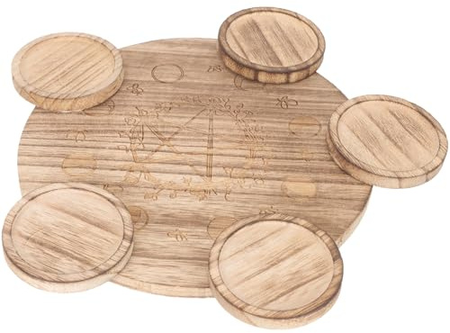 Veemoon Bougeoir en Bois Naturel Pentagramme Décoratif pour Bougies Chauffe-Plat Petit Bougeoir Vintage 15 CM Accessoire Déco Maison et Bureau Support Rituel et Ambiance Chaleureuse