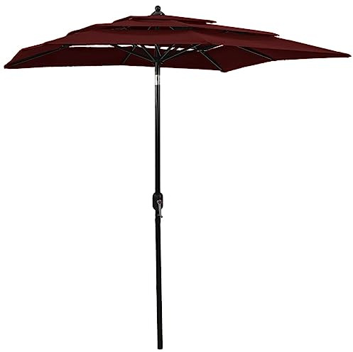 Solivagant Parasol de Jardin à 3 Niveaux mât en Aluminium Rouge Bordeaux,(5.1 KG)