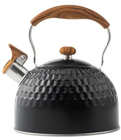 Teiera per fornello, 2,5 l, con manico ergonomico, teiera a fischio, bollitore da tè con fischio, per casa, cucina, dormitorio, appartamento, picnic, campeggio, cortili, portici, giardini, prato