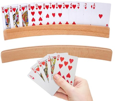 Spelkortshållare – Handsfree Böjt Stativ I Trä, Förvaringsställ För Poker | 2st Handhållen Kortorganisatorbas För Poker Canasta Pinochle-spel Barn Vuxna Seniorer