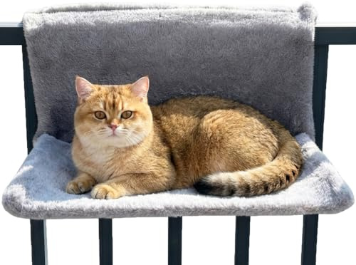 Qnbonrich Cat Bed for Heaters, tumbona calefactora para gatos con funda de felpa, hamaca cálida para todos los radiadores, cama para gatos acogedora para horas cálidas (gris)