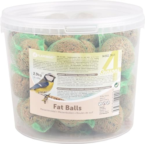 Flamingo Wildvogelfutter – Premium-Qualität – Meisenknödel mit Netz 35 Stück im Eimer 2,9kg
