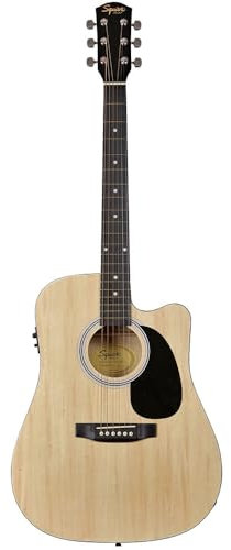 Fender 0930307006 SA-105CE Dreadnought-Cutaway E-Gitarre – Schwarz Volle Größe natur, Inklusive kostenloser virtueller Kurse auf Fender Play
