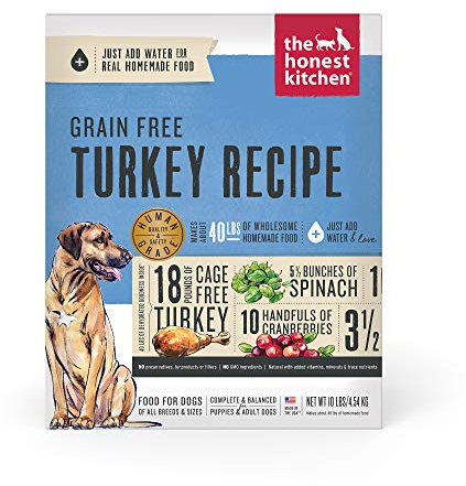 The Honest Kitchen Human Grade Wholemade™ Dehydrated Grain Free Dog Food - Complete & Balanced Meal or Topper, Turkey 10 lb Box