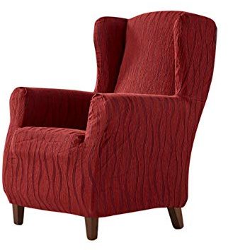 Zebra Textil Andromeda - Elastische Husse für Ohrensessel Größe 1 Sitzer (Standard), Farbe Rot (Mehrere Farben verfügbar), 18489, Ohrensessel 1 Sitzer