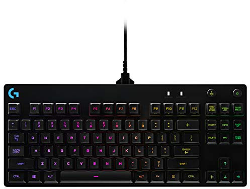 Logitech G Pro Tastiera Meccanica Gaming, Progettata per eSport, Romer-G Tactile, Senza ‎Tastierino Numerico, Lightsync RGB, Rollover 26 Tasti, Personalizzabile, Layout USA Internazionale ‎QWERTY ‎