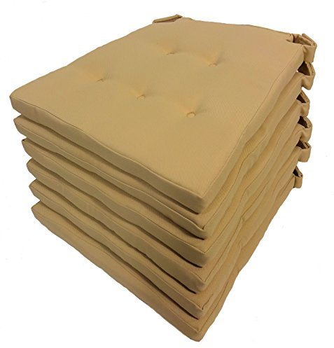 Rattani - Set 6 x Stuhlkissen/Sitzkissen Malma mit Klettband 43 x 41 cm Dicke 3,5 cm, Fb. beige, Polyester - Made in EU