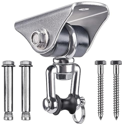 SELEWARE Innovativo 450KG Capacità SUS304 Acciaio inossidabile 360° Ruote Silenzioso gancio appendiabiti, gancio soffitto, gancio altalena con bullone per calcestruzzo Indoor Outdoor