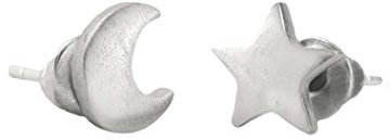 Ohrringe Halbmond Stern/minimalistisch/Sichel/Mond/Trendschmuck/ohrstecker/Damenohrring/Frauenohrring/Trendschmuck/Geschenkidee (Silber)