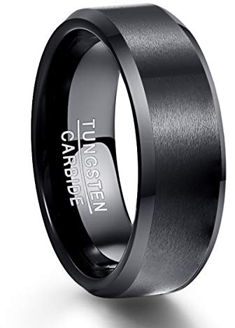 NUNCAD 6mm 7mm 8mm Argento Anello Semplice in Tungsteno con Smussato Lucidati e Spazzolato Uomo Donna Comoda Taglia 11.75-32.25