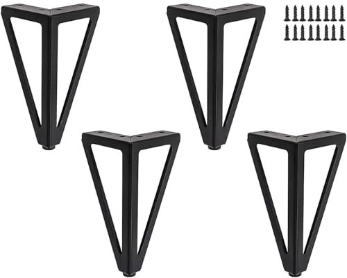 WZCMLJ 4 Stück Ersatz Möbelfüße Metall Schwarz, 6 / 15cm Möbelfüsse, DIY Möbel Füße Tischbeine Schrankfüsse, Bett für Stühle, Schrank und Sofa, andere Möbelbeine. (Schwarz, 15cm)