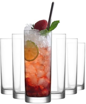 LAV 6X Clear 360ml Liberty Highball Glasses - Tall Hi Ball Glass Water Gin Juice Cocktail Drinking Glassware Tumblers Set