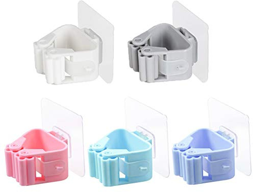 YUIP 5 Stück Besenhalter,Gerätehalter,Selbstklebend Ohne Bohren Halter Wandhalterung Schnellspannern Besenhalter Tidy Organiser Wand Rack,Wandhalterung Gerätehalter