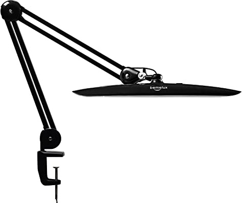 bemelux LED Schreibtischlampe mit Klemme, 24W Klemmleuchte 2200LM, 4 Dimmstufen, 50 cm Breiter Leuchtkopf, Augenfreundlich, Verstellbar, Tageslichtweiß für Büro, Lesen, Arbeiten (Schwarz)