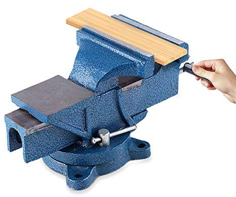 Werkbank mit Schraubstock Drehbar Robuster Schraubstock 100/127/152 mm, Hobelbank schraubstock mit zwei Verriegelungsbolzenlöchern, 360° drehbar (Spannweite 152mm Gewicht 12 Kg)