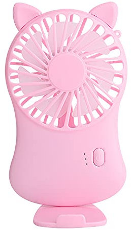 ventilador pequeño,Ventilador de mano soporte de cuello colgante portátil mini ventilador, ventilador de bolsillo con carga usb-gato rosado de cuarta generación