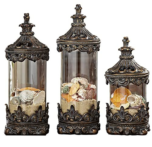 XXXXW Airtight Jar Glass with Lid Storage Jar Gilded Grain Dispenser Retro Candy Jars Dried Fruit Tank Home Decoration Modern Ornaments Kitchen Storage Containers (Color : 3PCS)