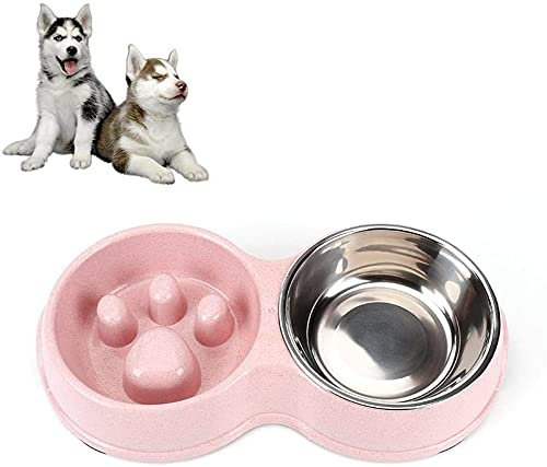 Anti Schling Hundenapf Langsam Fressen Hundenapf Doppel Napf 2 In 1 Edelstahl Wassernapf Rutschfeste HundenäPfe FüR Hunde Katzen