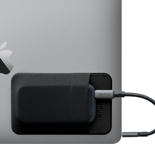 Slipdrive - Portable Hard Drive Sleeve for Laptop - SSD Solid State Drive - Reusable Adhesive - Stick on External Hard Drive Carrying Case - Pocket Pouch (Small, Black)