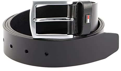 Tommy Hilfiger Herren Gürtel Denton Leather 3.5 aus Leder, Schwarz (Black), 85 cm