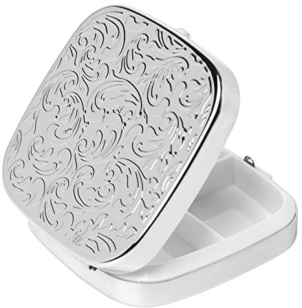 Einfache quadratische tragbare Pillendose aus Metall mit 3-Fach (Small, argento)