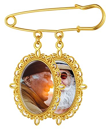 FindChic Broche Personnalisé 1-4 Charme Ovale pour Médaillon Photo Bouquet de Mariée Bijoux Famille Noël Graver Breloque et Pin Mariage Personnalisable Costume Charme à Épingle en Acier Inoxydable