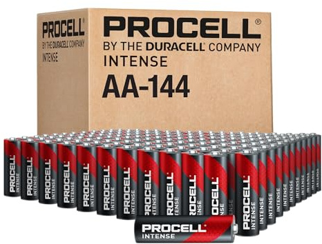PROCELL Alkaline Intense AA Batteries, 1.5V Alkaline AA for High Drain Professional Devices, Double A Battery with Long-Lasting Power, All-Purpose AA Industrial Batteries, 144-Count Bulk Pack