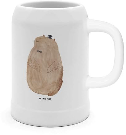 Mr. & Mrs. Panda Bierkrug Murmeltier - Geschenk, Maßkrug, Respekt, Mit Deckel, Knigge, Sommerfest, Tonkrug, Krug, Fröhlichkeit, Oktoberfest, Anstand, Lustige Sprüche, Freundlichkeit