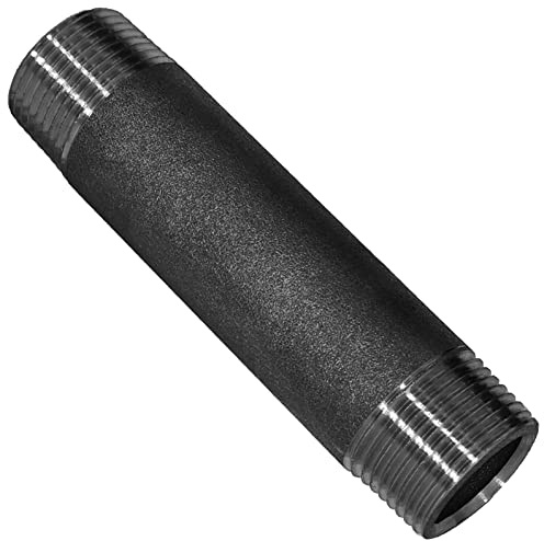 MegaHaustechnik Langnippel Rohrdoppelnippel Gesamtlänge 250mm mit 1 Zoll AG x AG Gewindefitting aus Temperguß schwarz Nr.23 mit Außengewinde-Außendurchmesser 33mm DN25, Verlängerungsstück