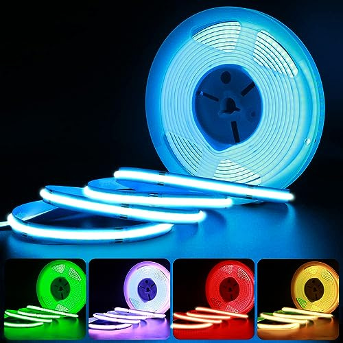 24V 5M COB LED Streifen RGB, 576LEDs/M keine Lichtpunkte(Only Strip) | COB LED Band Dimmbar TV Hintergrundbeleuchtung Lichterkette Hohe Dichte, Flexibel LED Strip für Küche,Schlafzimmer