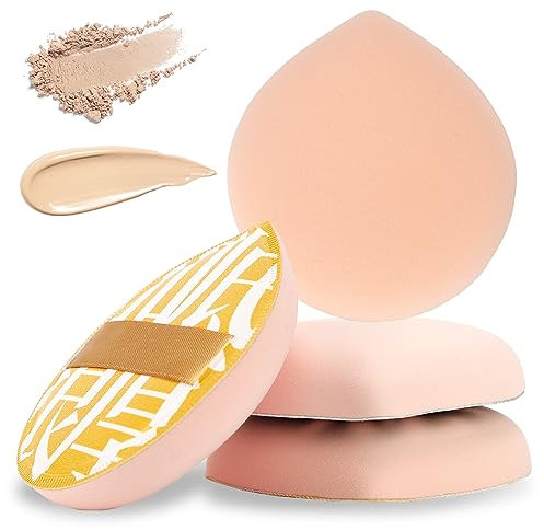 2 Pièces Grand Poudre Puff Fond de Teint Coussin Éponge de Maquillage Douce Réutilisable pour Cosmétiques Liquides en Poudre Libre