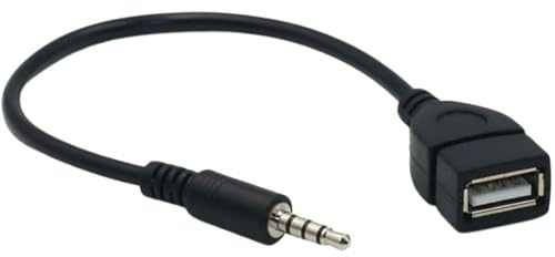 Adattatore da 3,5 mm a USB, jack audio AUX maschio da 3,5 mm a jack femmina USB 2.0A, cavo convertitore adattatore audio AUX, cavo stereo per auto, per lettori MP3, porta AUX per auto.